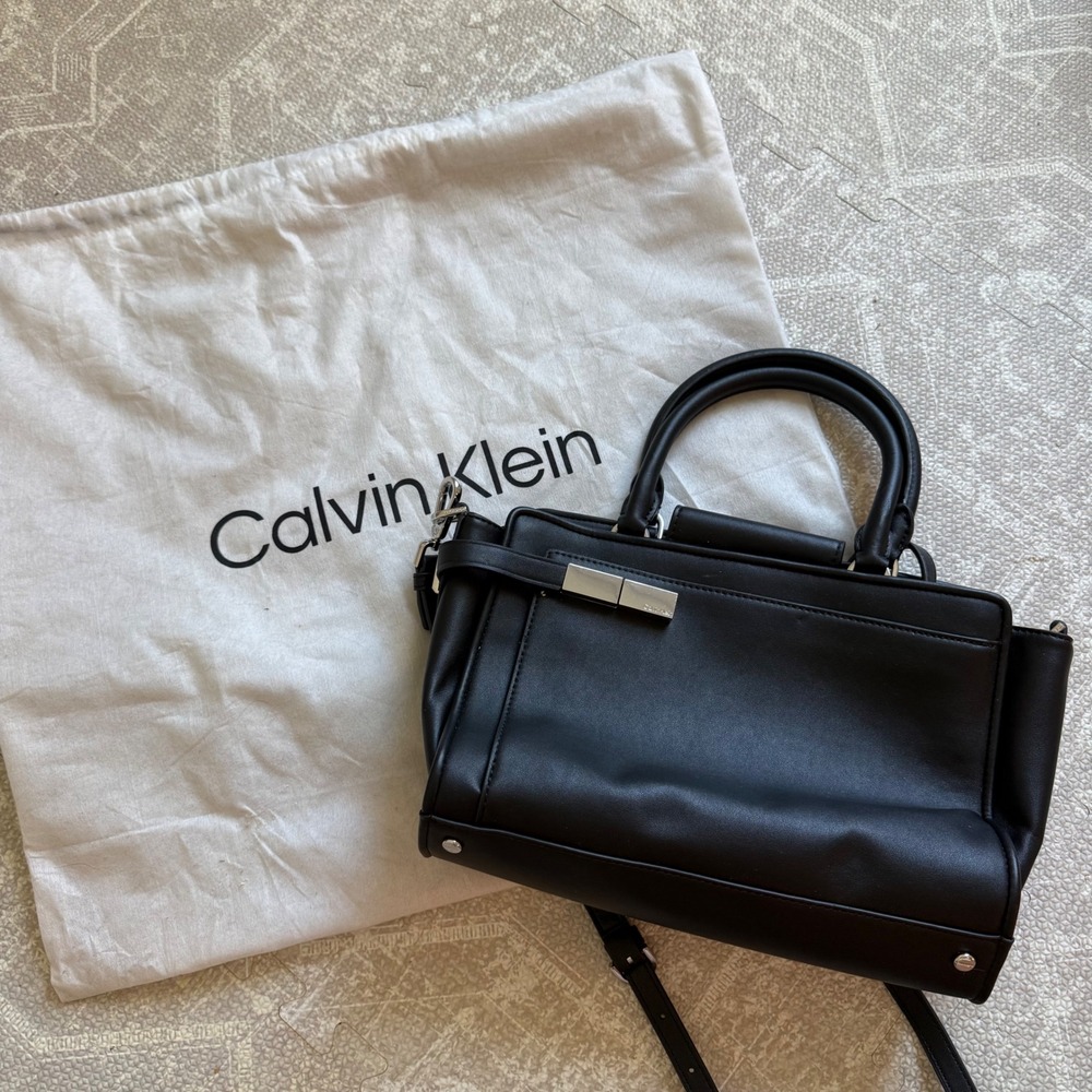 Calvin Klein Jade Tailored Satchel Black Women Bag Purse